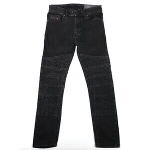 DIESEL BAKARI NE Straight Leg Articulated Knee Moto Jeans Womens 26 Black